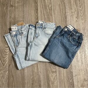 Lot of 3 Abercrombie Kids Wide Leg Baggy Jeans Girls 5/6 Short Adjustable Waist